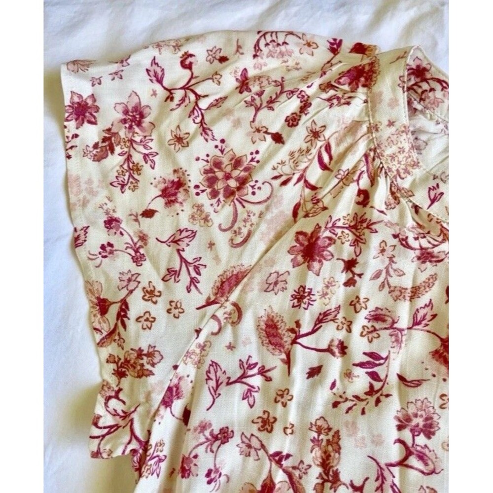 LUCKY BRAND DRESS SIZE L BOHO FLORAL COTTAGE BUTTON UP BELTED RAGLAN SLEEVE NWOT - Picture 6 of 12